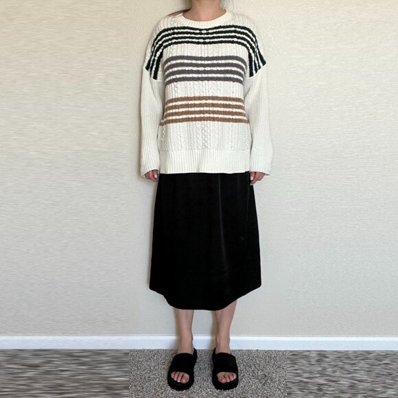 BCBG MaxAzria Sweater White with Stripes Size L - Picture 1 of 11